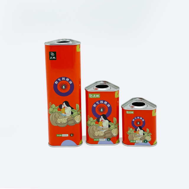 Food Grade Triangular Walnut Oil Tin Can 150mL 250mL 500mL