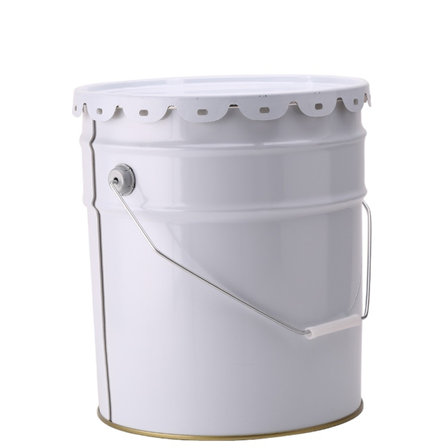 White 5 Gallon Metal Galvanized Buckets With Spouted Lid In Stock