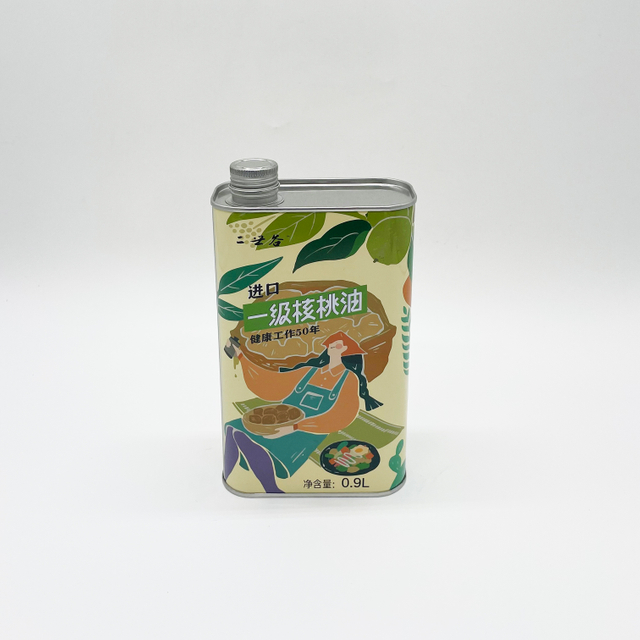 Customized logo Empty 0.9L square Olive Oil Tin Cans with Metal Screw Lid